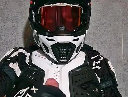 Horny Motocross Player Cumming on Boyfriend Helmet
