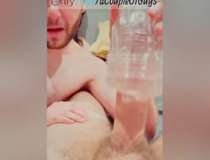 Fucking A Toy With A Friend / Sharing Fleshlight Filled With Cum / Two Guys Fuking One Fleshlight