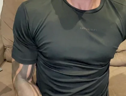 Sunday, Black T-shirt Covered of Cum!
