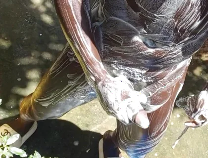 Mature Hard Black Dick Gets Real Shower