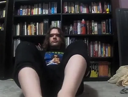 Chubby Boy Gives His Dildo a Footjob
