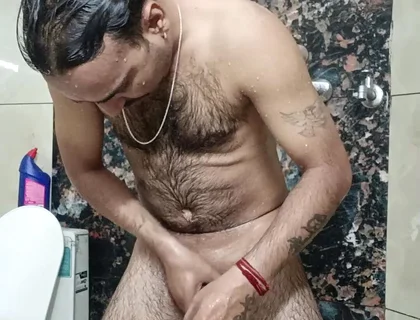 Indian Desi Man Enjoy Shower and Sucking