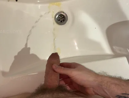 Accidental Golden Shower on My Hand While Pissing in Sink & Cumshots