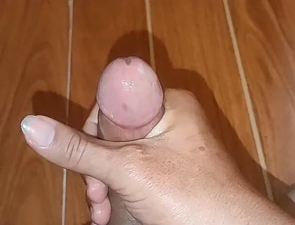 Rubbing the Brown Hot Dog!