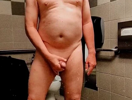 American_nudist: Cumming in a Public Restroom