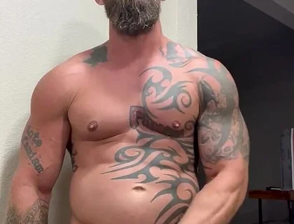 Tattooed Viking Flexes While Stroking for You