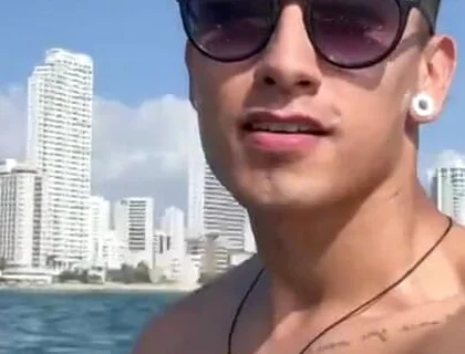 Tourist Exhibits Himself in a Jet Ski in the Sea on the Beaches of Cartagena