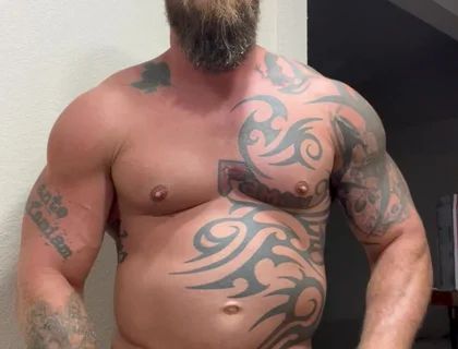 Tattooed Viking Flexes While Stroking for You
