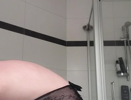 Straight Boy in Black Sexy Lingerie