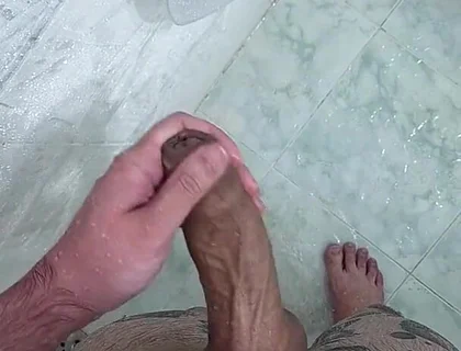 A Horny Young Man Cums in the Shower