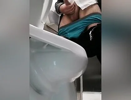 Man Gets Excited In Public Toilet