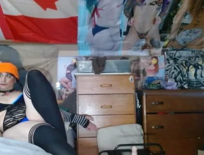 Fat Sissy with Pig Tails Dances Then Plays with Fat Hole