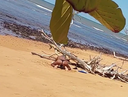 Ladysilva Was Filmed Hiding Tanning Her Hot Ass on the Beach