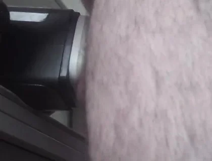 Handsome Mature Chubby with Big Fat, Uses Masturbation Machine in Close-up