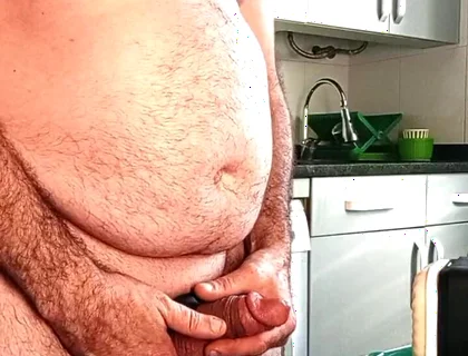 Chubby with Big Fat Cock, Fucking My Ass with Huge Plug, and Handjob Machine
