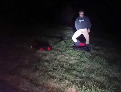 I Strip and Jerk off Outside at Night