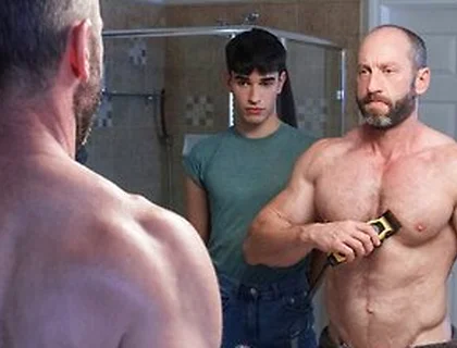 Shy Stepson Rob Quin Helps Shaving His Hunk Stepdad Muscled Madisons Balls