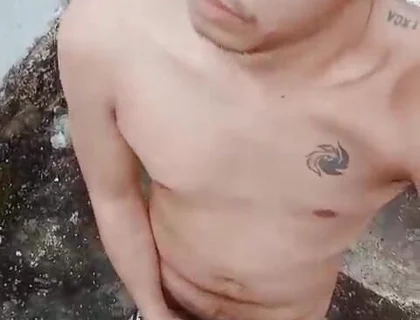 Waiting for Stepdaddy Outdoor! Pinoy Twink Naked Hard Cock, Masturbationa Nd Cumshot
