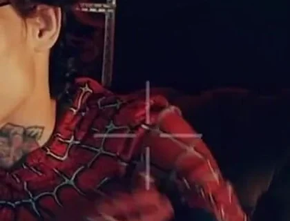 Spider Man Costume. Bottom Boy a Pose. Ass Hole