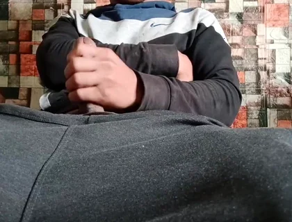 A Heterosexual Man Masturbates, After a Month of Abstinence, and Moans as He Ejaculates at the End