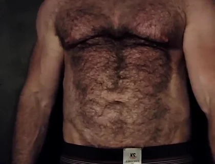 Hairy Muscle Bear Showing off