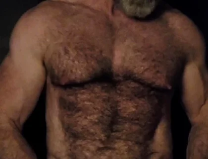 Hairy Muscle Bear Showing off