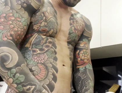 In the Kitchen of Handsome Muscular