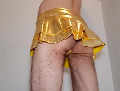 Golden Miniskirt -couldn't Wait- Try on