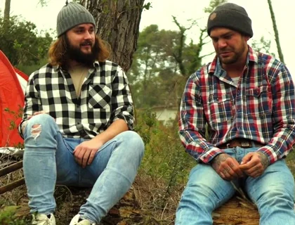 Two Friends Jerkoff in the Forest