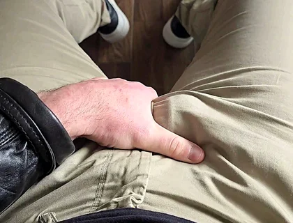 German Voice Humiliates You. Leather Jacket. Hard Cock Drips Precum. Red Calvin Klein Boxers