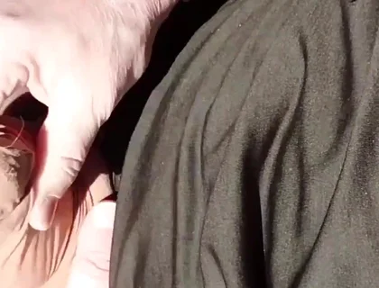 Horny Cumshot with the Door Open in the Car