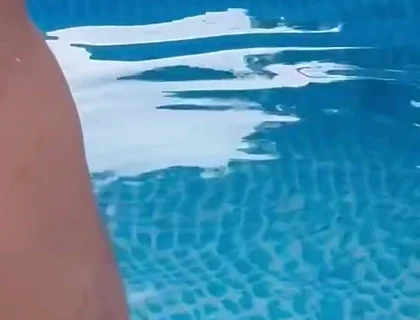 Outdoor Poolside Attraction, Got Horny After Taking a Dip, Big Cock Cums All Over