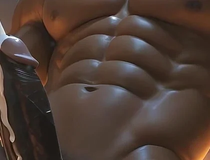 Black Muscle God Dildo Cum Explosion - Ai Video