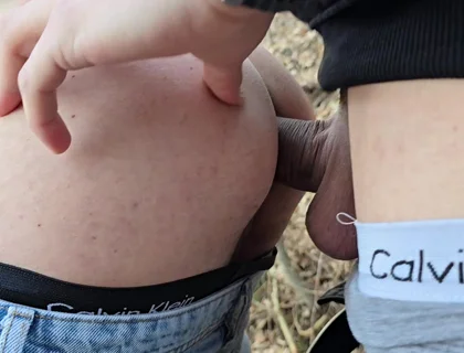 Outdoor Sex in the Woods with My Gay Slut - He Sucked Me Before Taking My Dick Bareback