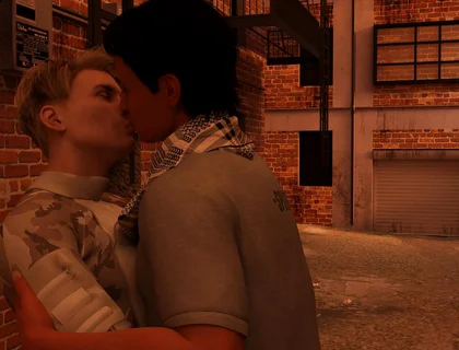 Summer Vacation - Two Gay Army Boys Kiss