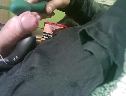 Double Toy Vibrating at the Tip Until Ejaculation
