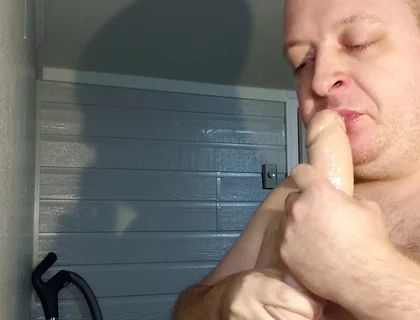 Inject Lot of Lube Down Throat and Deepthroat 8 Inch King Cock Dildo