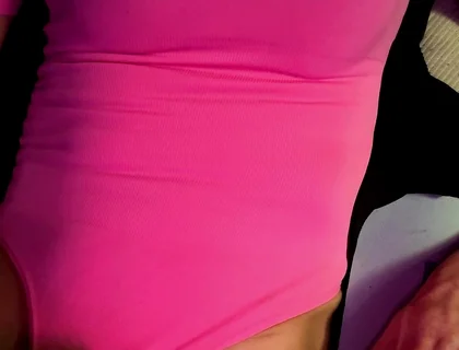 Cdmichelle Wearing Pink Bodysuit with Hard Nipples Cumming on Leg