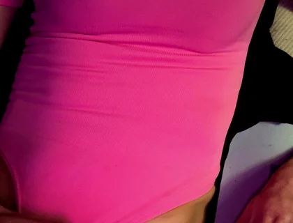 Cdmichelle Wearing Pink Bodysuit with Hard Nipples Cumming on Leg