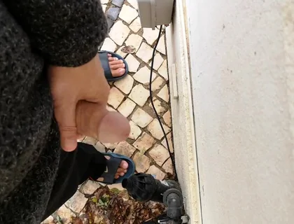 Guy Filming Himself Wanking Outside From Eye View Perspective