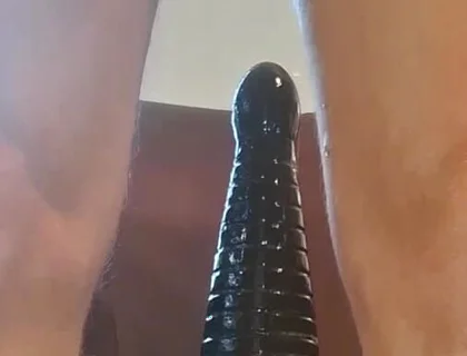 Extreme Solo Toy Session Close up Big Dildo