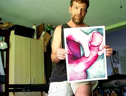 Hairyartist in Ripped Shorts During Art Studio Tour