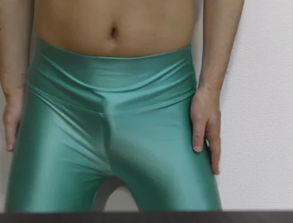 Masturbation with Light Green Spandex Leggings