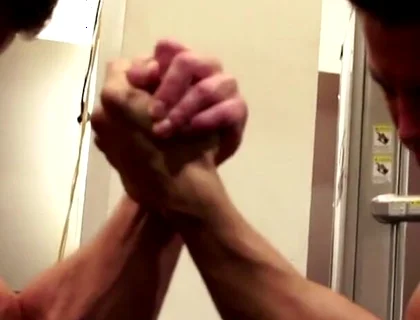 Amateur Fitness Guys Arm Wrestle in the Gym