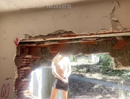 Exploring an Abandoned Building, 2 Amateur Boys Remove Their Clothes and One Starts to Bust a Nut