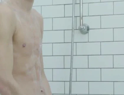 Young Randy Freja wank and cum in the bathroom