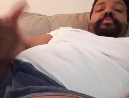 Stepdaddy Bounces Dick, Flexes Balls and Shoots Cum on His Leg