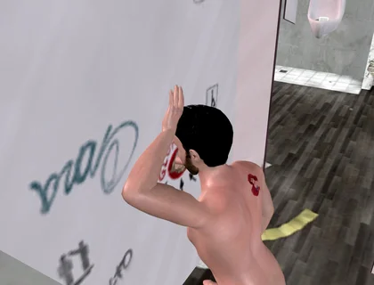 Animated 3D Gay Porn - Handsome Man Sucking Dick Through Glory Hole in Men's Toilet