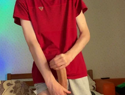Skinny 55kg Guy Playing with His 23cm Heavy Meat