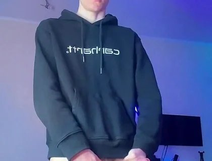 Skinny Boy Holding Back a Huge Cumshot Until It Hurts